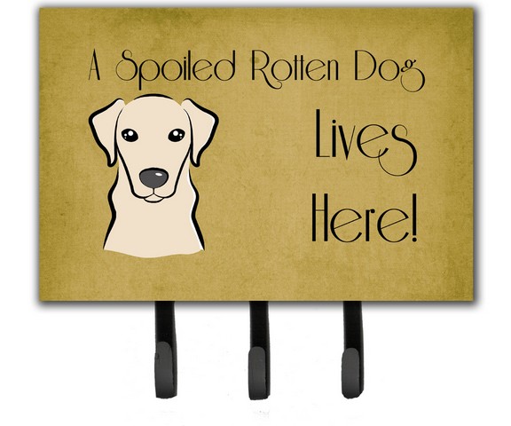 Yellow Labrador Spoiled Dog Lives Here Leash & Key Holder