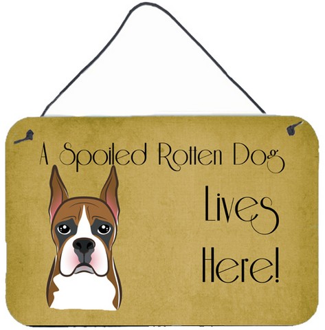 Boxer Spoiled Dog Lives Here Wall and Door Hanging Prints