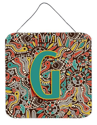 Letter G Retro Tribal Alphabet Initial Wall and Door Hanging Prints