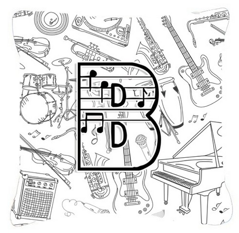 Letter B Musical Note Letters Canvas Fabric Decorative Pillow