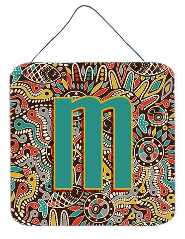 Letter M Retro Tribal Alphabet Initial Wall and Door Hanging Prints