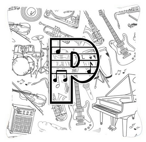 Letter P Musical Note Letters Canvas Fabric Decorative Pillow