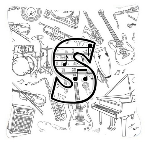 Letter S Musical Note Letters Canvas Fabric Decorative Pillow
