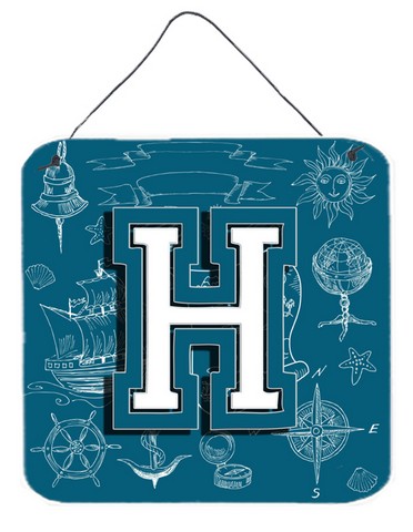 Letter H Sea Doodles Initial Alphabet Wall and Door Hanging Prints