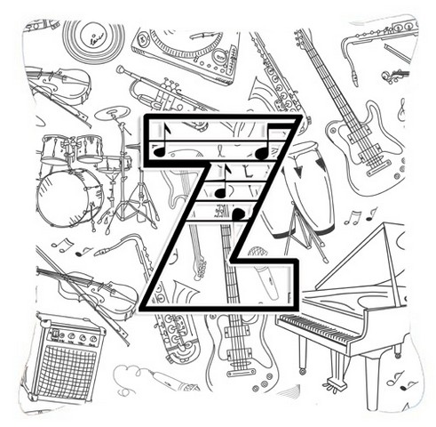 Letter Z Musical Note Letters Canvas Fabric Decorative Pillow