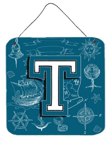 Letter T Sea Doodles Initial Alphabet Wall and Door Hanging Prints