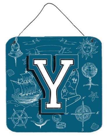 Letter Y Sea Doodles Initial Alphabet Wall and Door Hanging Prints