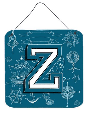 Letter Z Sea Doodles Initial Alphabet Wall and Door Hanging Prints