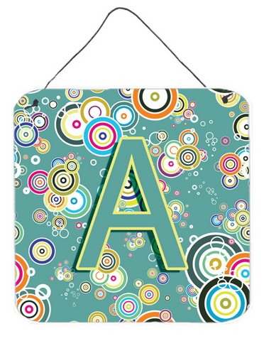 Letter A Circle Circle Teal Initial Alphabet Wall and Door Hanging Prints