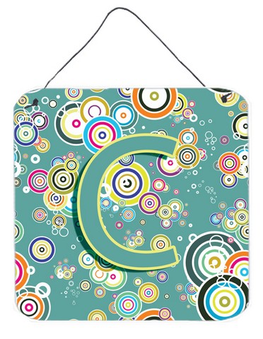 Letter C Circle Circle Teal Initial Alphabet Wall and Door Hanging Prints