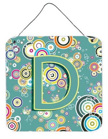 CJ2015-DDS66 Letter D Circle Circle Teal Initial Alphabet Wall and Door Hanging Prints
