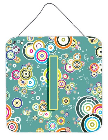 Letter I Circle Circle Teal Initial Alphabet Wall and Door Hanging Prints