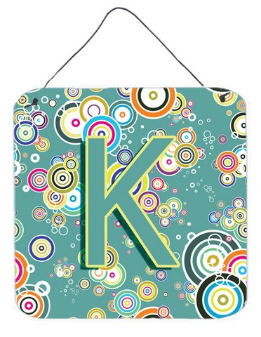 CJ2015-KDS66 Letter K Circle Circle Teal Initial Alphabet Wall and Door Hanging Prints