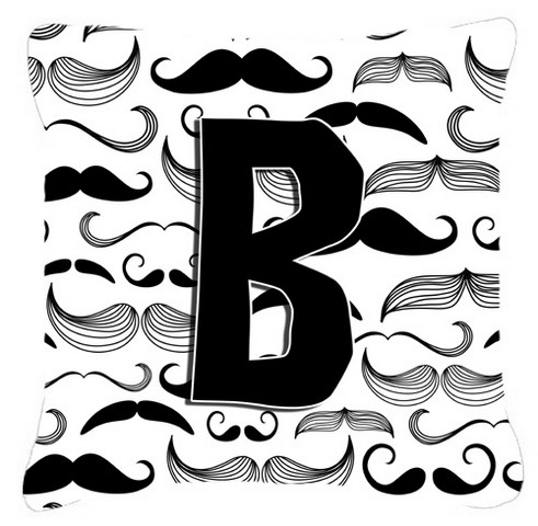 Letter B Moustache Initial Canvas Fabric Decorative Pillow