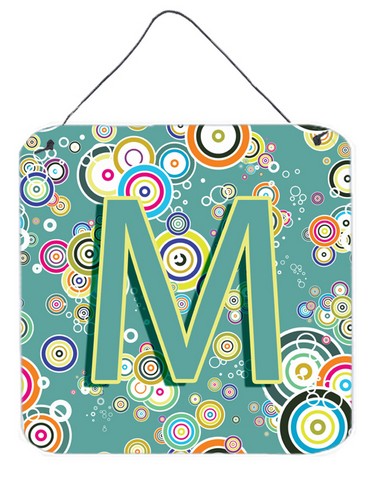 CJ2015-MDS66 Letter M Circle Circle Teal Initial Alphabet Wall and Door Hanging Prints