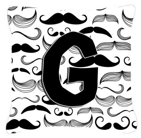 Letter G Moustache Initial Canvas Fabric Decorative Pillow