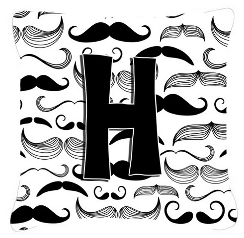 Letter H Moustache Initial Canvas Fabric Decorative Pillow