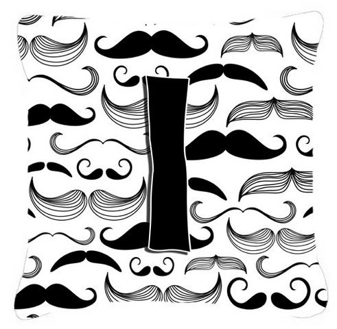 Letter I Moustache Initial Canvas Fabric Decorative Pillow
