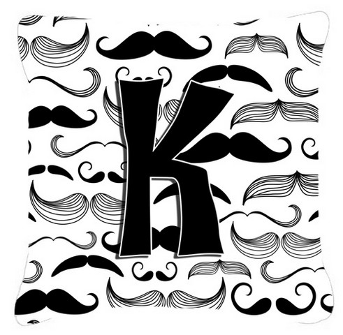 Letter K Moustache Initial Canvas Fabric Decorative Pillow