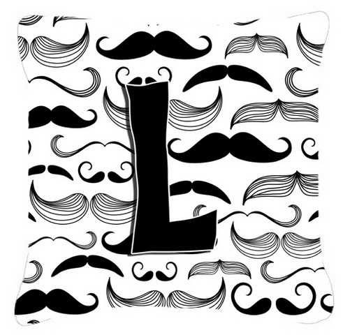 Letter L Moustache Initial Canvas Fabric Decorative Pillow