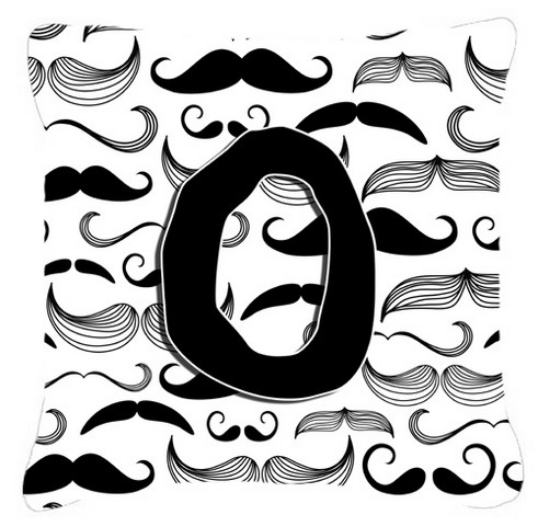 Letter O Moustache Initial Canvas Fabric Decorative Pillow