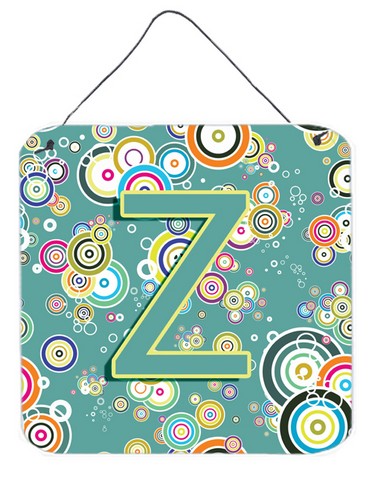 Letter Z Circle Circle Teal Initial Alphabet Wall and Door Hanging Prints