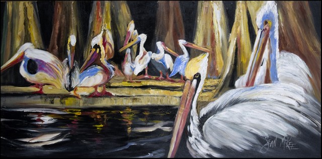 Black Pelicans Indoor & Outdoor Runner Mat - 28 x 58 in.