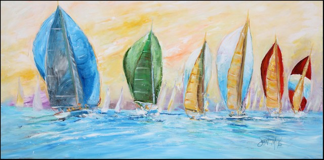 JMK1341HRM2858 Sailboats On The Water Indoor & Outdoor Runner Mat- 28 x 58 in.
