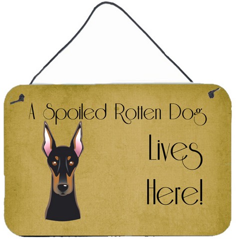 Doberman Spoiled Dog Lives Here Wall and Door Hanging Prints