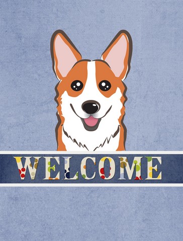 BB1440GF Red Corgi Welcome Flag Garden Size
