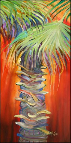 Red Palm Tree Indoor & Outdoor Runner Mat, 58 x 28 in.