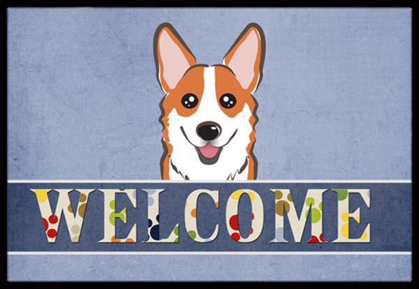Red Corgi Welcome Indoor & Outdoor Mat- 24 x 36 in.