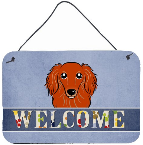 Longhair Red Dachshund Welcome Wall and Door Hanging Prints