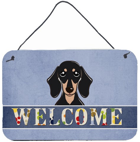 Smooth Black And Tan Dachshund Welcome Wall and Door Hanging Prints