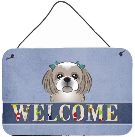 Gray Silver Shih Tzu Welcome Wall and Door Hanging Prints