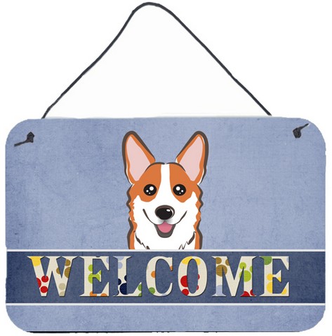 Red Corgi Welcome Wall and Door Hanging Prints