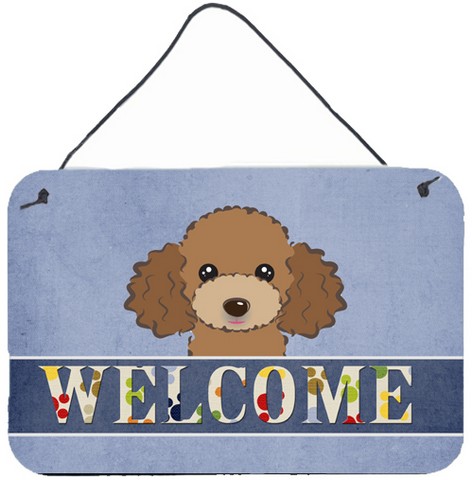 Chocolate Brown Poodle Welcome Wall and Door Hanging Prints