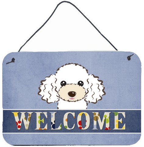 White Poodle Welcome Wall and Door Hanging Prints