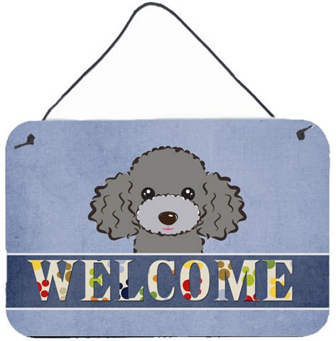 Silver Gray Poodle Welcome Wall and Door Hanging Prints