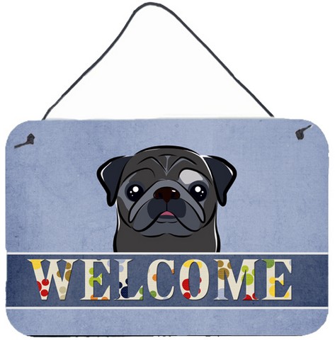 Black Pug Welcome Wall and Door Hanging Prints