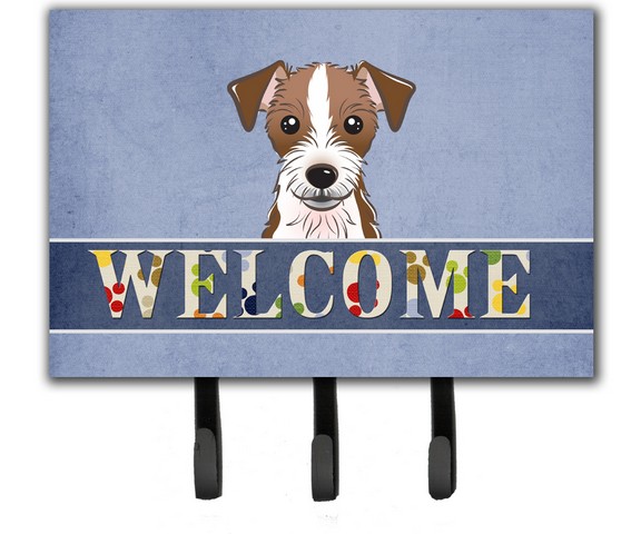 Jack Russell Terrier Welcome Leash & Key Holder