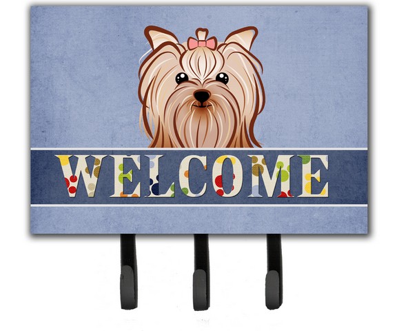 Yorkie Yorkishire Terrier Welcome Leash & Key Holder