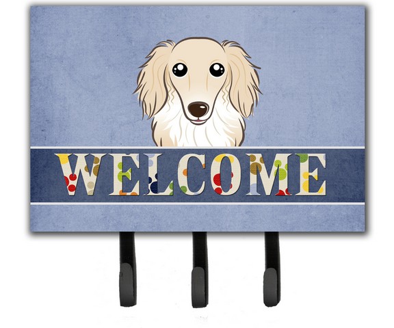 Longhair Creme Dachshund Welcome Leash & Key Holder