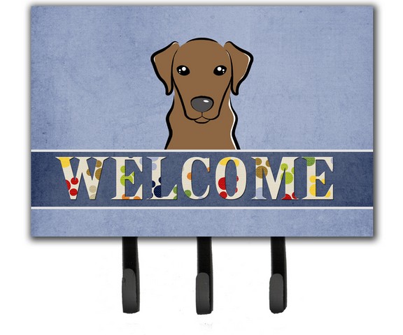 Chocolate Labrador Welcome Leash & Key Holder