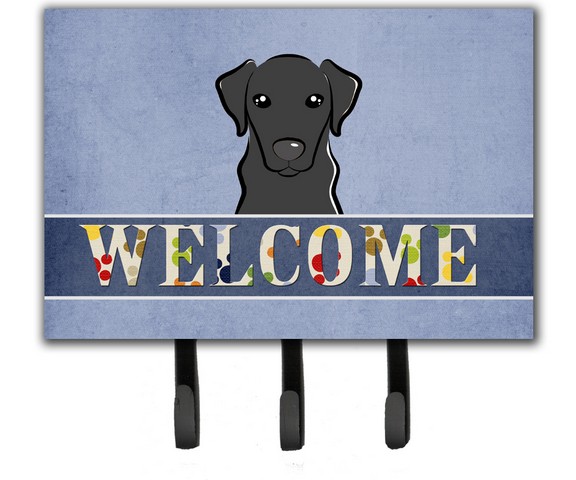 BB1421TH68 Black Labrador Welcome Leash & Key Holder