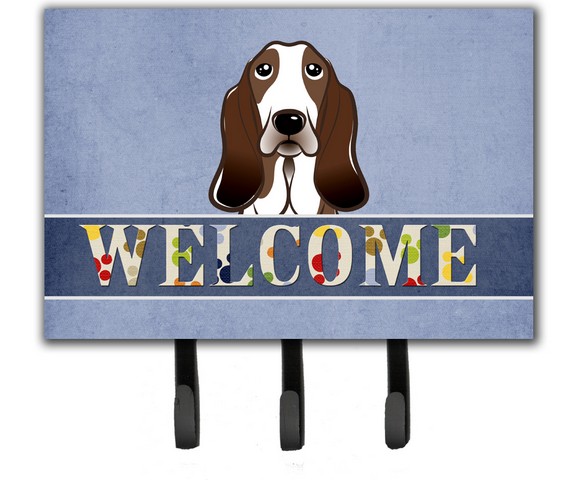 BB1429TH68 Basset Hound Welcome Leash & Key Holder