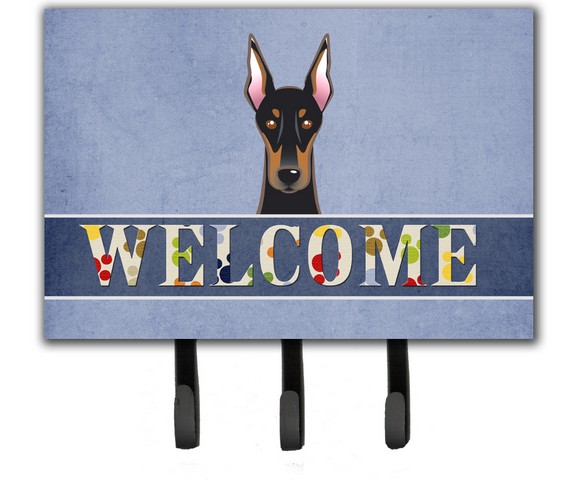 BB1431TH68 Doberman Welcome Leash & Key Holder