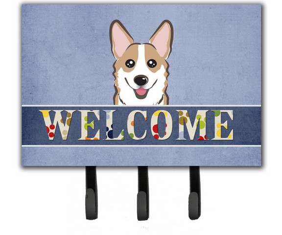 BB1439TH68 Sable Corgi Welcome Leash & Key Holder