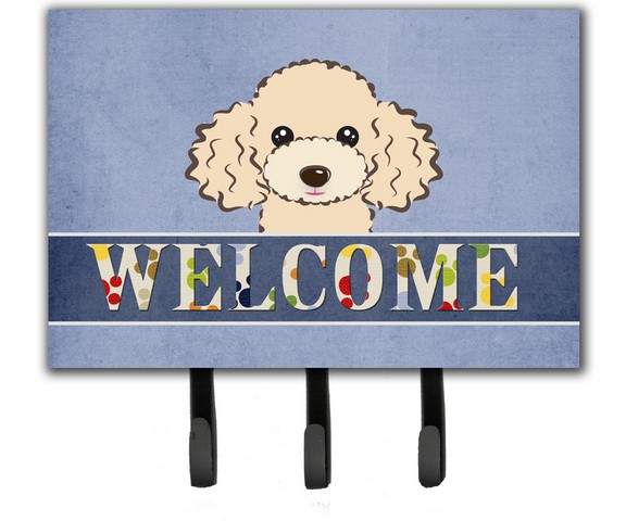 BB1444TH68 Buff Poodle Welcome Leash & Key Holder