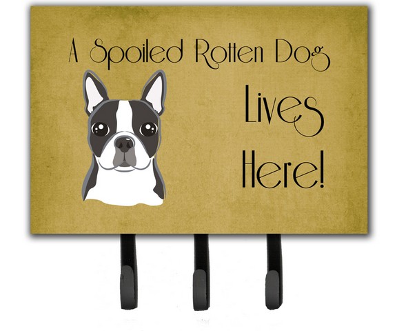 Boston Terrier Spoiled Dog Lives Here Leash & Key Holder